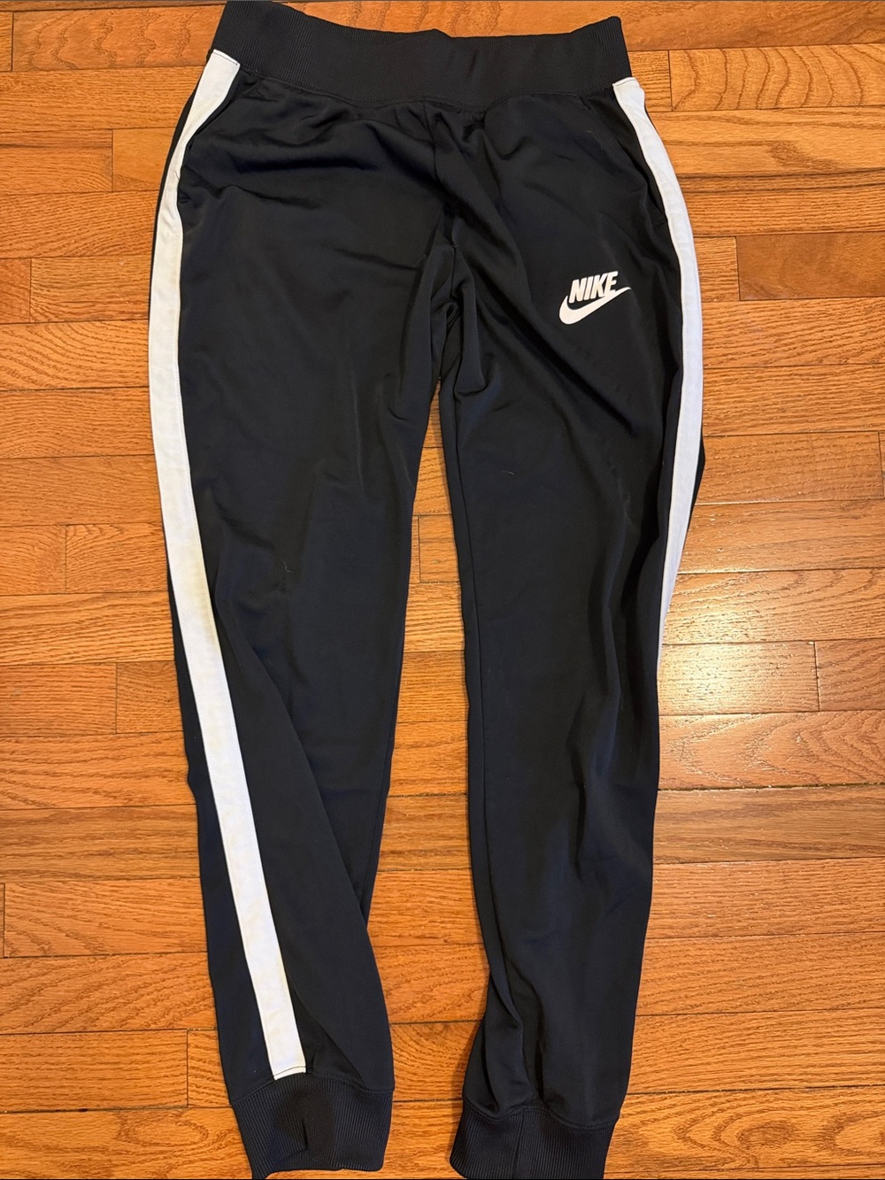 Nike Black Joggers with White Stripes and Logo